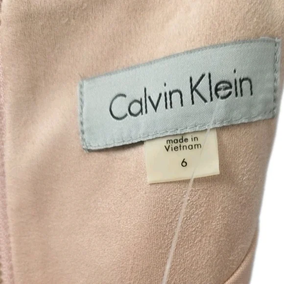 178 Calvin Klein Primrose Pink Suede A-Line Shift Dress, Size 6 - Picture 5 of 8